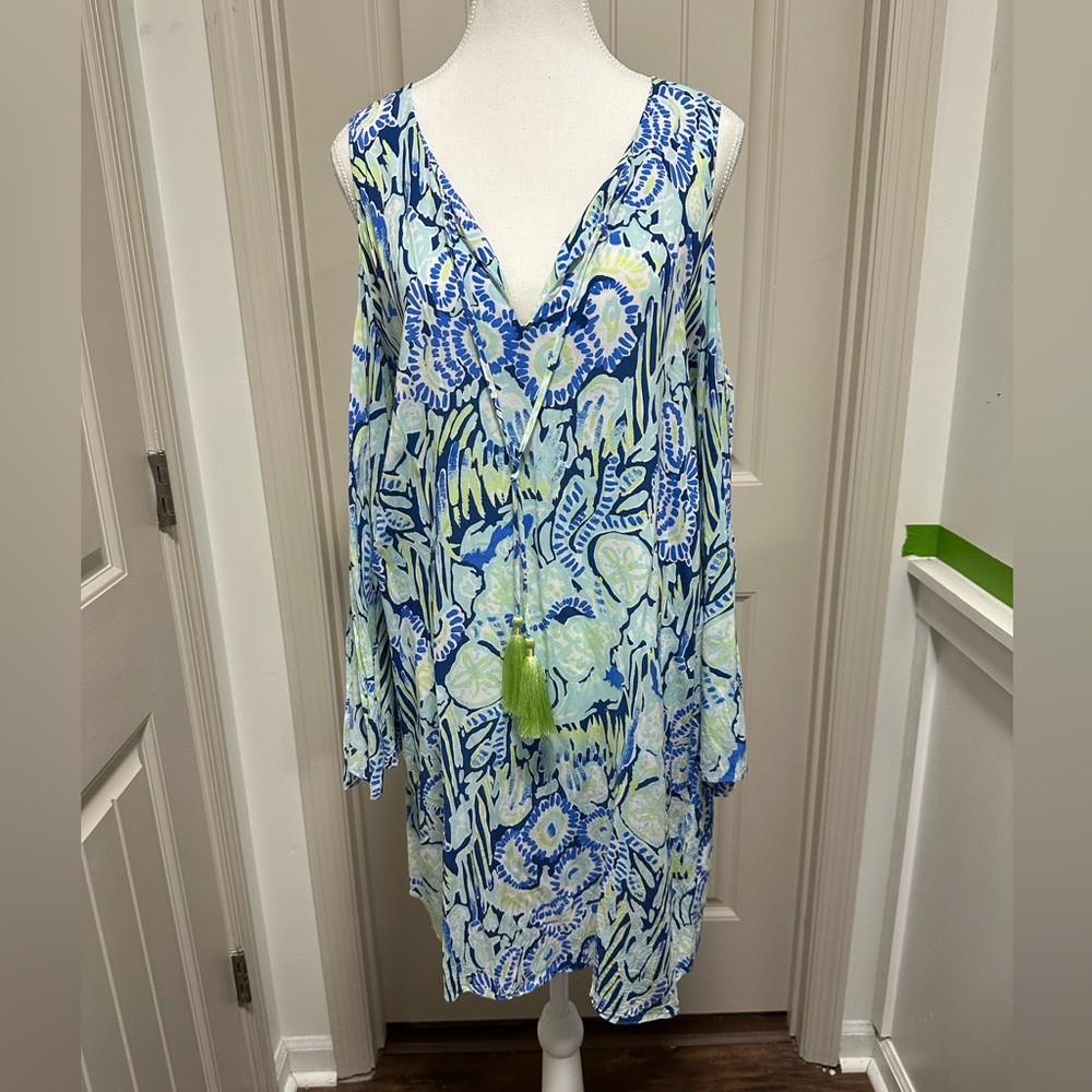 Lilly Pulitzer Blue and Green Patterned Dress